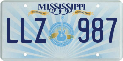 MS license plate LLZ987