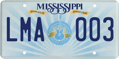 MS license plate LMA003