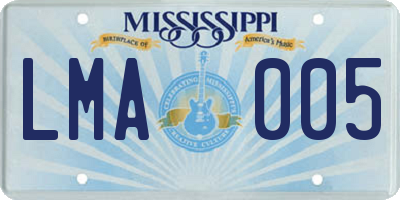 MS license plate LMA005