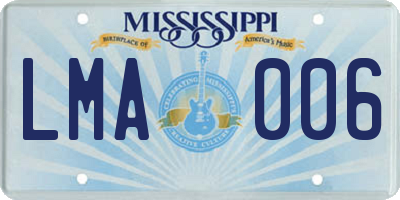 MS license plate LMA006