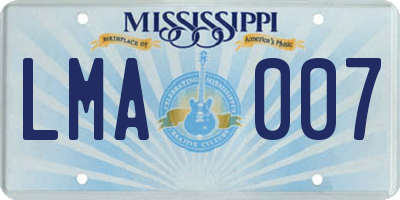 MS license plate LMA007