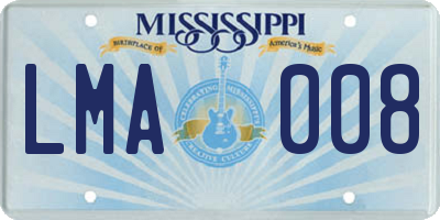 MS license plate LMA008