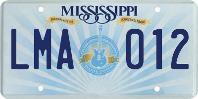 MS license plate LMA012