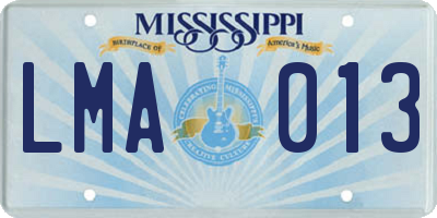 MS license plate LMA013