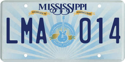 MS license plate LMA014