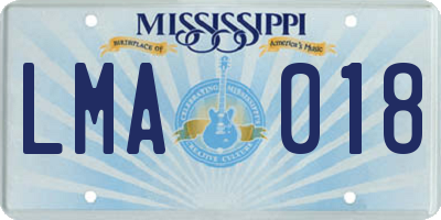 MS license plate LMA018