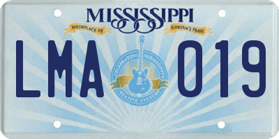 MS license plate LMA019