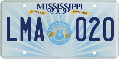 MS license plate LMA020