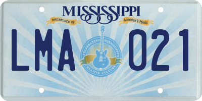 MS license plate LMA021