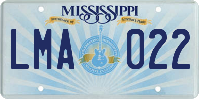 MS license plate LMA022