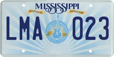 MS license plate LMA023
