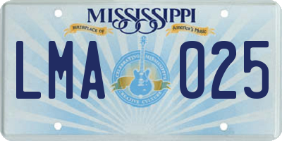 MS license plate LMA025