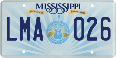 MS license plate LMA026