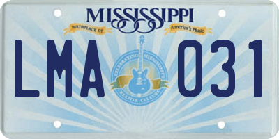 MS license plate LMA031