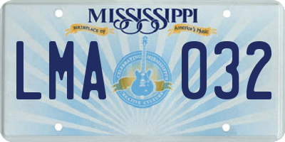 MS license plate LMA032