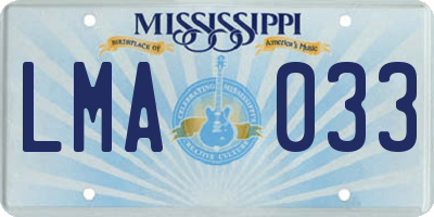 MS license plate LMA033