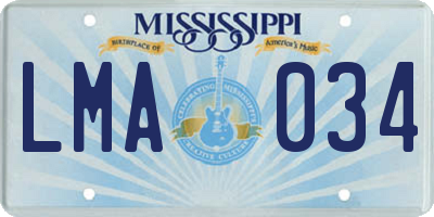 MS license plate LMA034