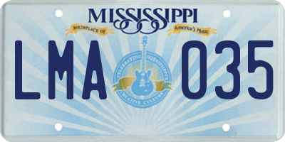 MS license plate LMA035