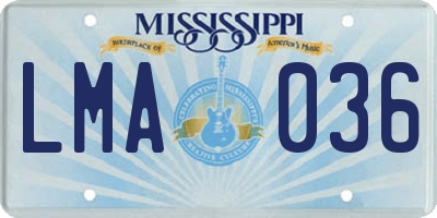MS license plate LMA036
