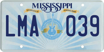 MS license plate LMA039