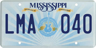 MS license plate LMA040
