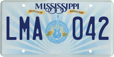 MS license plate LMA042