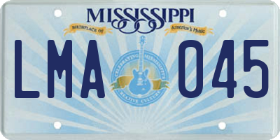 MS license plate LMA045