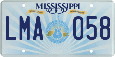 MS license plate LMA058