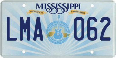MS license plate LMA062
