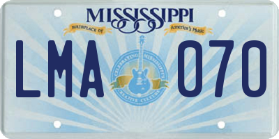 MS license plate LMA070