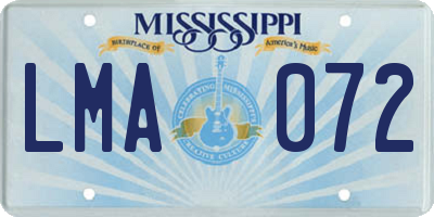 MS license plate LMA072