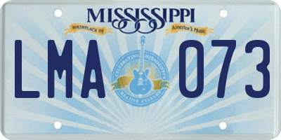 MS license plate LMA073