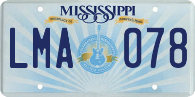 MS license plate LMA078