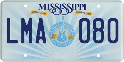 MS license plate LMA080