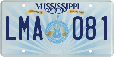 MS license plate LMA081