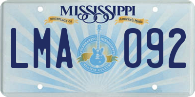 MS license plate LMA092
