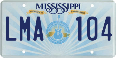 MS license plate LMA104