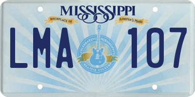 MS license plate LMA107
