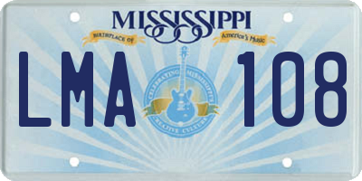MS license plate LMA108