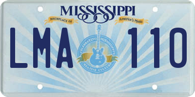 MS license plate LMA110