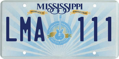 MS license plate LMA111