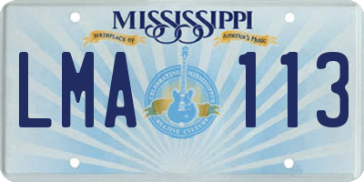 MS license plate LMA113