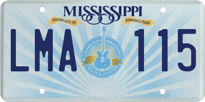 MS license plate LMA115