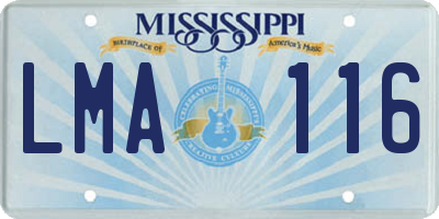 MS license plate LMA116