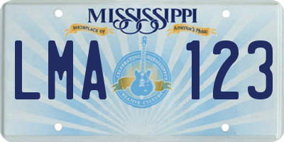 MS license plate LMA123