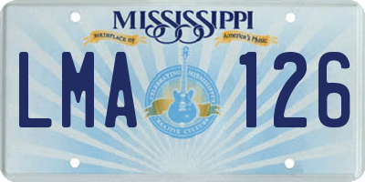 MS license plate LMA126