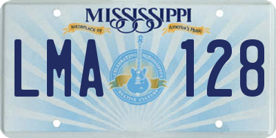 MS license plate LMA128
