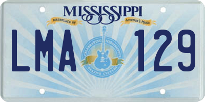 MS license plate LMA129