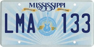 MS license plate LMA133