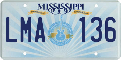 MS license plate LMA136